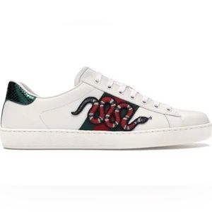 Gucci Mens Ace Embroidered Snake Sneakers
